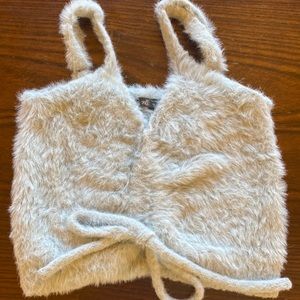 Light blue fuzzy belly shirt teens/kids (x-small) great condition